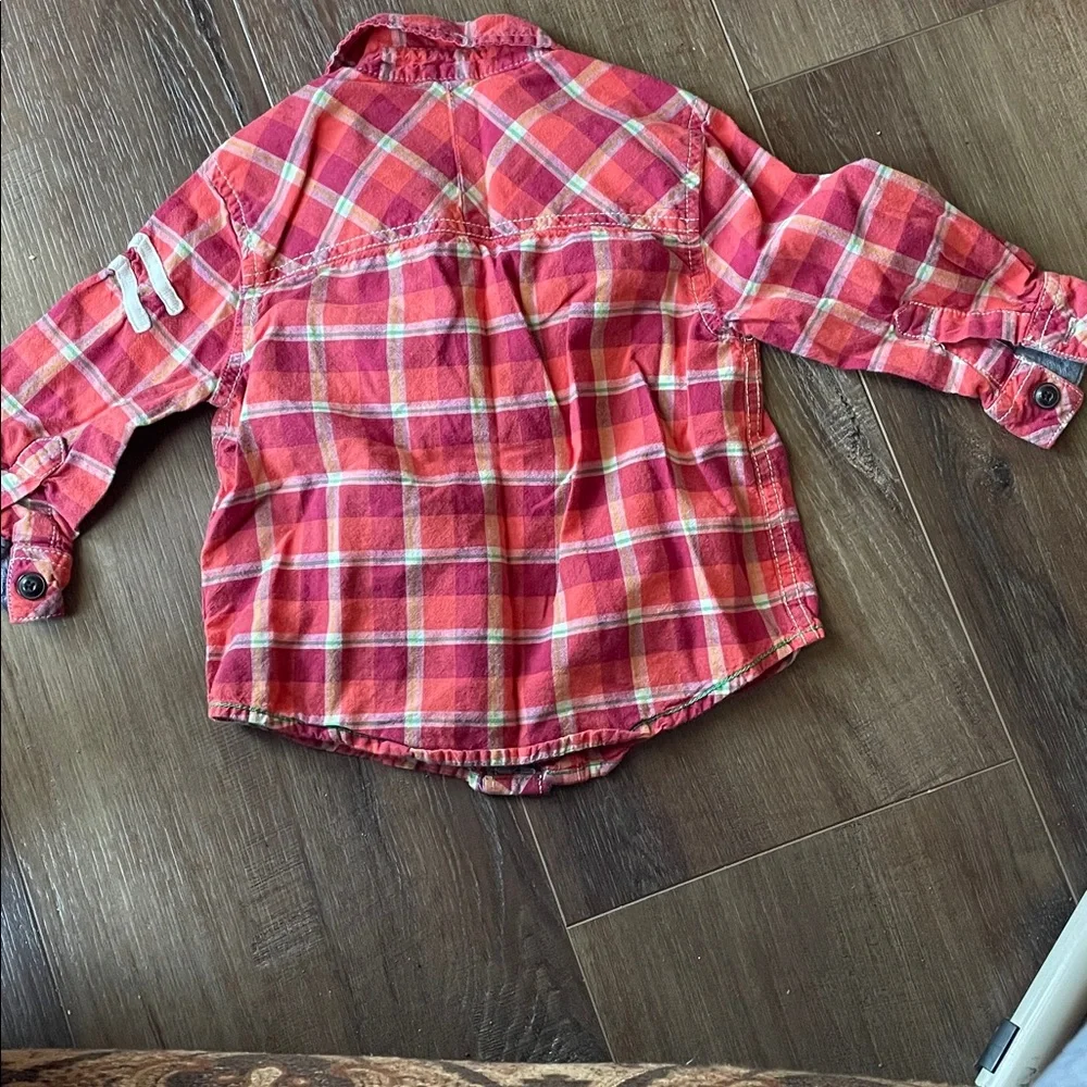 OshKosh B'gosh button down long sleeve plaid shirt 12M